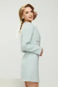 Rochie eleganta retro din tweed bleu premium cu contururi din perle paiete si cristale argintii picture - 5