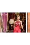 Rochie Fofy de ocazie lunga rosie cu spate gol si bust din tull cu paiete picture - 4