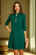 Rochie Fofy eleganta din stofa premium verde cu accesorii sofisticate si guler elaborat picture - 1