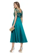 Rochie  Fofy elegantă verde smarald din tafta usor elastica cu bust din dantela premium picture - 2