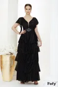 Rochie lunga neagra de ocazie de LUX din lurex cu sclipici picture - 1