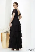 Rochie lunga neagra de ocazie de LUX din lurex cu sclipici picture - 2
