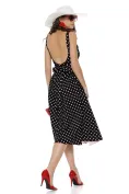 Rochie midi de vara neagra cu buline si cupe buretate picture - 2