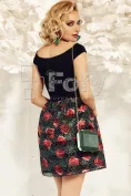 Rochie Fofy neagră de ocazie cu imprimeu floral picture - 2
