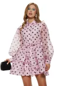Rochie premium din organza cu buline volane suprapuse intarite picture - 2