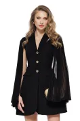 Rochie spectaculoasa neagra tip sacou cu maneci despicate plisate picture - 2