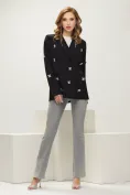 Sacou dama de ocazie premium din stofa negru cu cristale argintii picture - 1