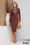 Sacou dama elegant Fofy cambrat fara revere maro picture - 1
