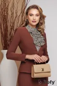 Sacou dama elegant Fofy cambrat fara revere maro picture - 2
