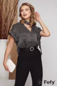 Salopeta dama eleganta premium camasa imprimeu grafic cu pantalon conic picture - 2