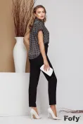 Salopeta dama eleganta premium camasa imprimeu grafic cu pantalon conic picture - 3