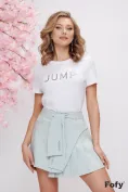 Tricou dama alb premium din bumbac 100% cu imprimeu argintiu 3D JUMP picture - 2