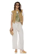 Tricou dama din bumbac premium imprimeu girafe pelicula aurie safari summer 2026 picture - 3