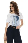 Tricou dama din bumbac premium pelicula aurie blue cactus safari summer 2026 picture - 1