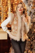Vesta dama cojoc cu broderie traditionala bej picture - 1