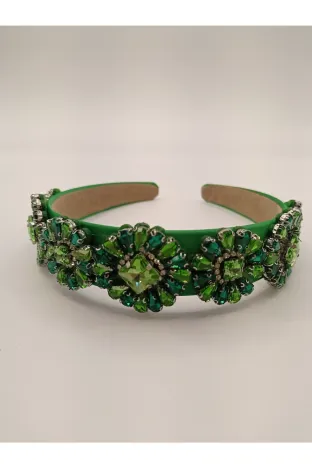 Bentita de ocazie in nuante de verde si cristale