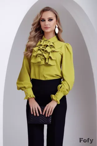 Bluză dama eleganta Fofy lime cu jabou amplu
