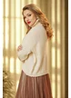 Pulover dama crem premium cu paiete fine argintii