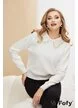 Pulover dama elegant alb premium cu guler maxi si aplicatii de cristale si margele