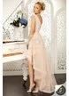 Rochie asimetrică elegantă din tulle și dantelă roz
