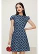 Rochie casual Fofy din blug cu imprimeu paisley si buzunare laterale