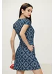 Rochie casual Fofy din blug cu imprimeu paisley si buzunare laterale