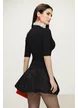 Rochie casual neagra din bumbac premium cu fusta gogosar