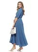 Rochie casual petrecuta stil camasa cu buzunare laterale din vascoza  albastra
