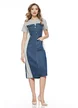 Rochie casual premium de blug cu insertii de bumbac gri 