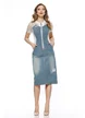 Rochie casual premium de blug cu insertii de bumbac si dantela alba