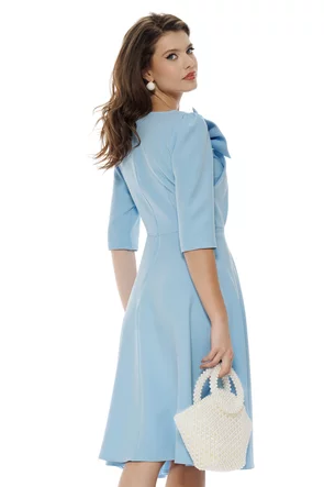 Rochie damă elegantă  Fofy baby blue clos cu fundă maxi și croi feminin fluid