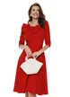 Rochie damă elegantă Fofy rosie clos cu fundă maxi și croi feminin fluid