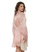Rochie damă roz eleganta diafana din organza satinata broderie aplicata
