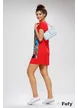 Rochie dama sport din bumbac rosu cu imprimeu africa si buzunare laterale