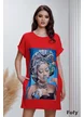 Rochie dama sport din bumbac rosu cu imprimeu africa si buzunare laterale