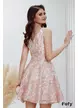 Rochie de banchet sofisticata din brocart din organza roz cu lurex auriu