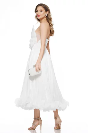 Rochie de cununie premium din matase drapata cu corset buretat