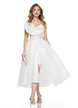 Rochie de cununie spectaculoasa din organza premium cu funda si corsaj cu margele si perle 
