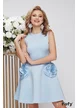 Rochie de ocazie bleu mini din neopren cu aplicatii florale