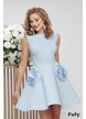 Rochie de ocazie bleu mini din neopren cu aplicatii florale