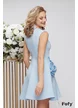 Rochie de ocazie bleu mini din neopren cu aplicatii florale