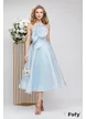 Rochie de ocazie de Lux diafana bleu cu corset reglabil si floare maxi