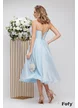 Rochie de ocazie de Lux diafana bleu cu corset reglabil si floare maxi
