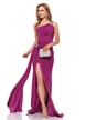 Rochie de ocazie de LUX din lycra magenta premium satinata cu fronseuri si aplicatii de cristale