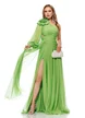 Rochie de ocazie de LUX din voal lime cu fronseuri si floare maxi