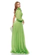 Rochie de ocazie de LUX din voal lime cu fronseuri si floare maxi