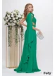 Rochie de ocazie de LUX din voal verde royal cu fronseuri si flori 3D cu cristale