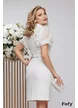 Rochie de ocazie eleganta alba cu maneci de dantela si brosa