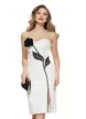 Rochie de ocazie eleganta alba mini cu cupe buretate si floare stilizata