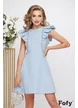 Rochie de ocazie eleganta baby blue cu insertii spectaculoase de crisstale tale